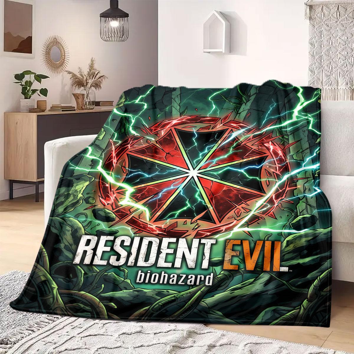 Resident Evil Beautiful Cartoon Flannel Blanket, Printed Decorative Throw, Warm and Soft for Bedroom, Sofa Outdoor_LIAN 75x90cm
