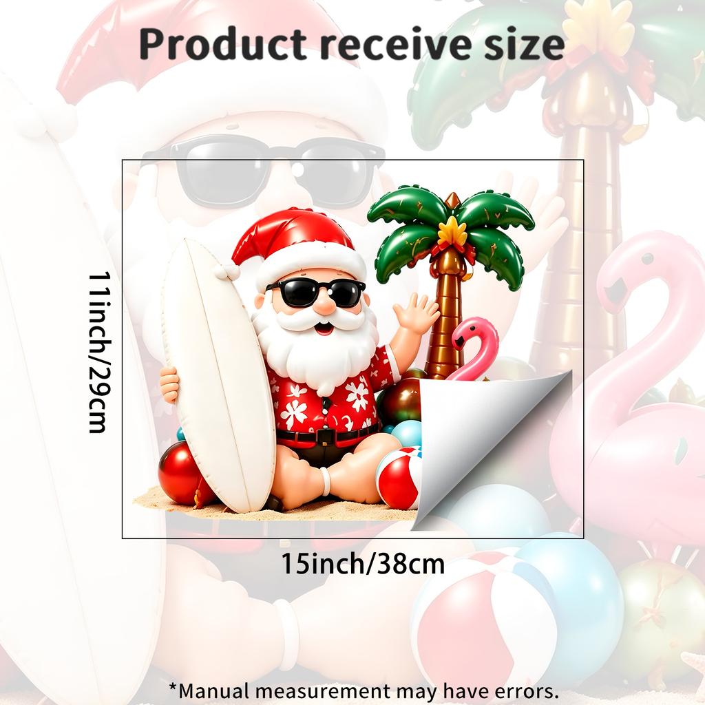 3D Illusion Santa Claus Wall Sticker Self Adhesive Removable No Damage Living Room Bedroom Decor