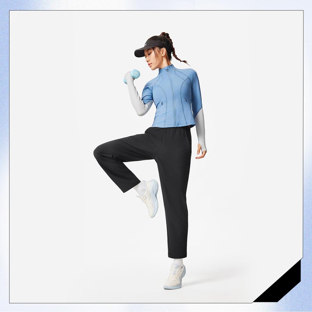 Li Ning Fitness Series Brand Logo Knitted Sports Pants Women Pants AKYV120-2