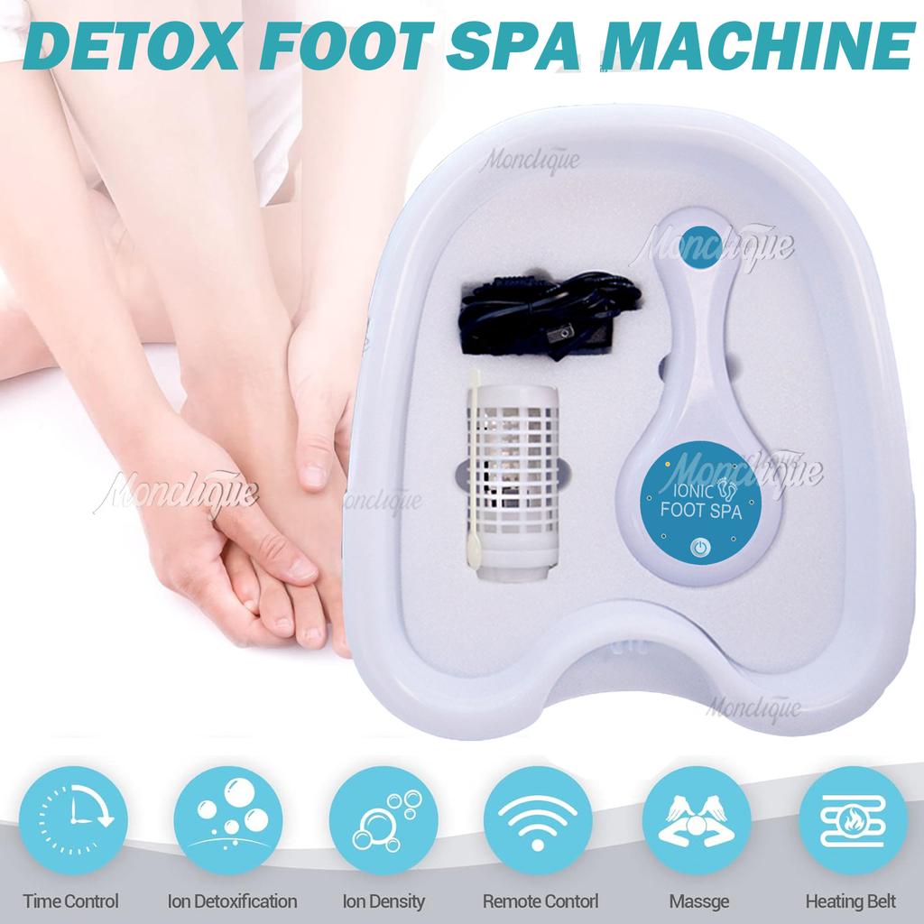 Ionic Detox Footspa Bath Machine Set Hydrogen Enhanced Foot Soak Foot Spa Bath Massage Deep Tissue Clean Vibration Arrays Aqua