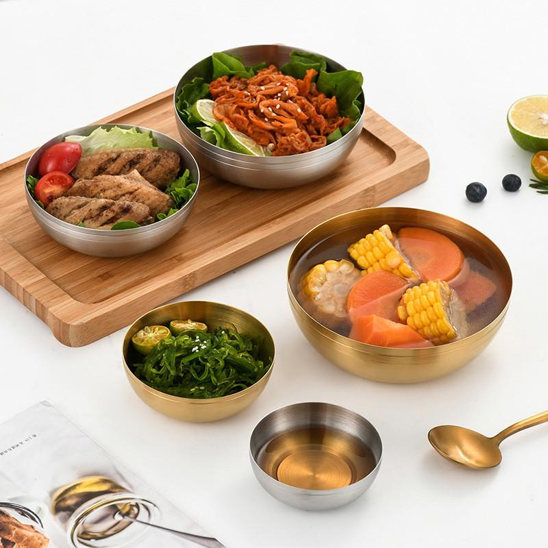 304 Edelstahl Ramen Reis Schüssel Küche Obst Salat Schalen Koreanische Metall Pickle Sauce Gericht Lebensmittel Container Haushalt Geschirr