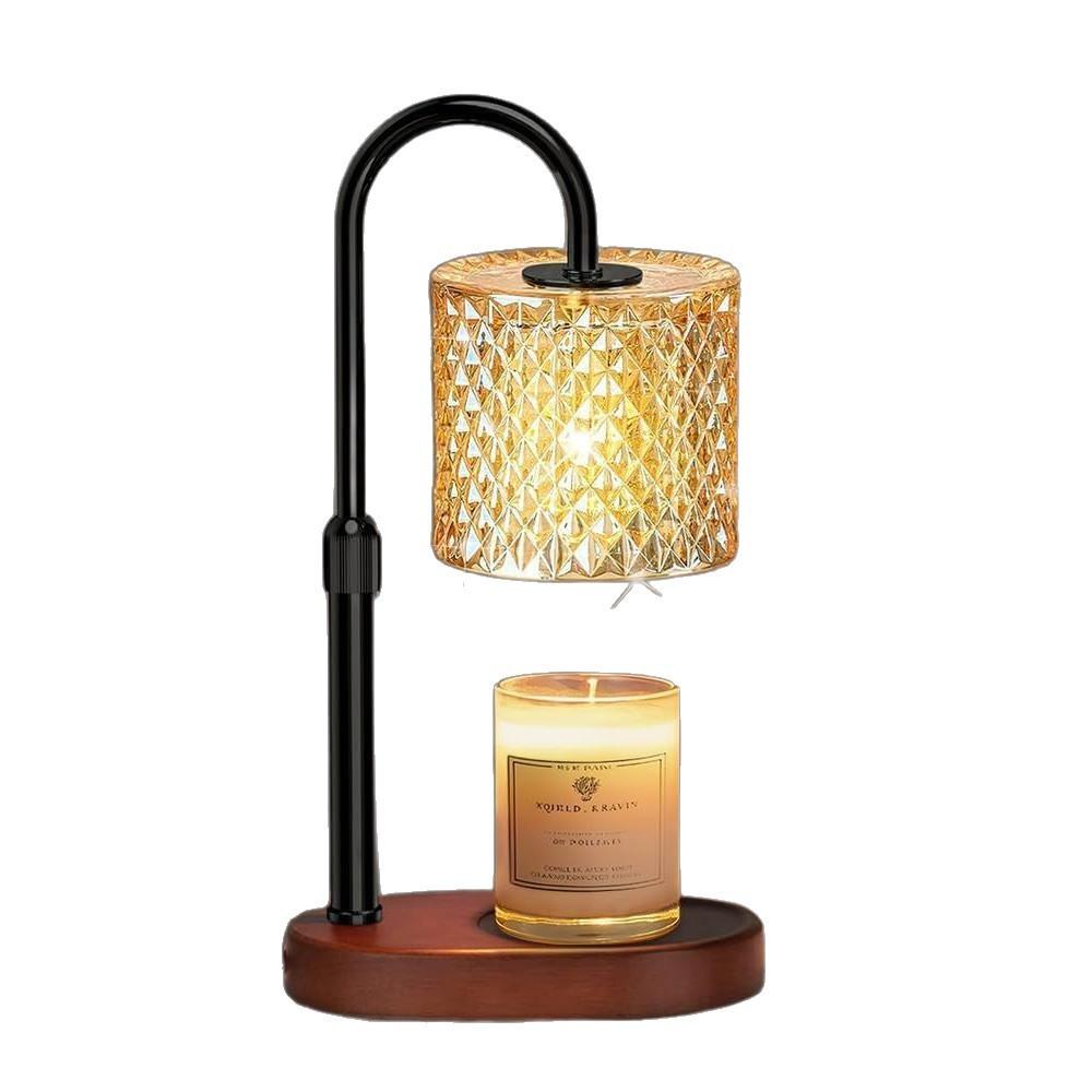 Light Luxury Melting Wax Scented Candle Lamp Solid Wood Creative Small Night Light Dimmable Bedside Table (Black,50)