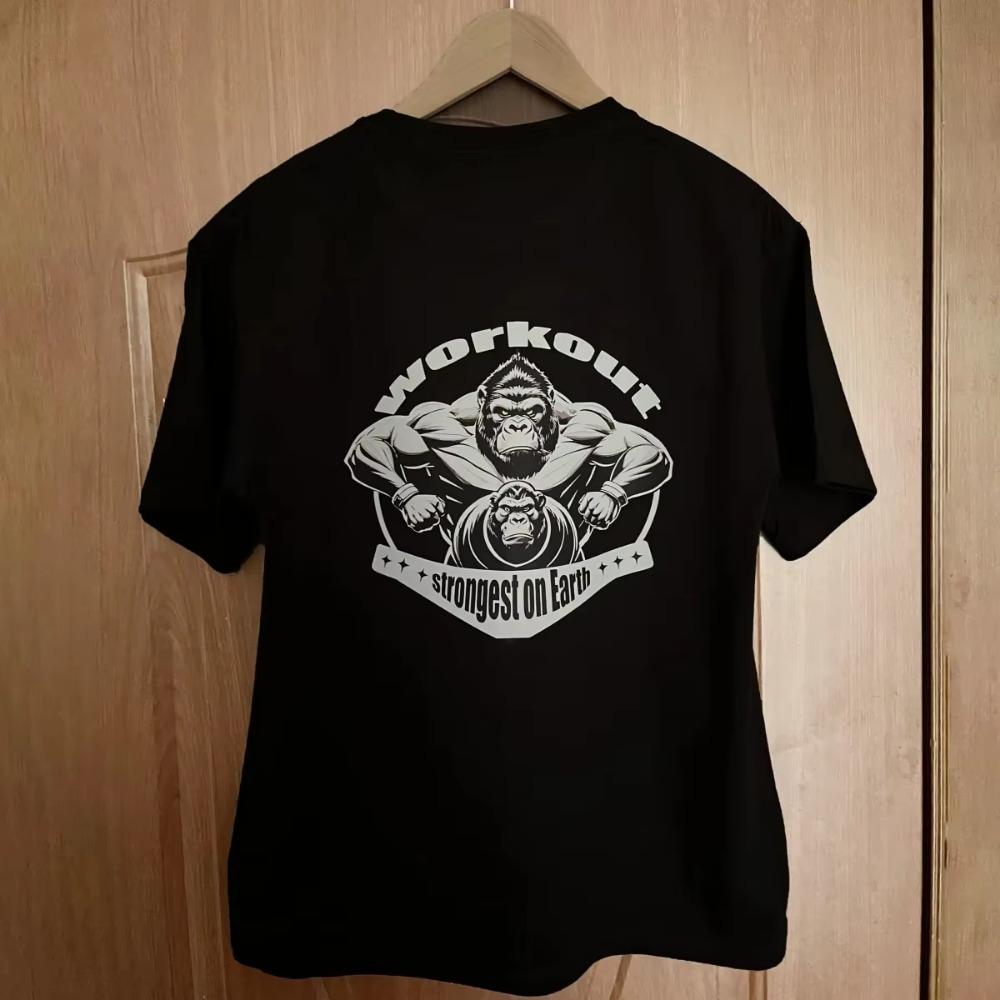 Gym Sport T Shirt Men Cotton Short Sleeve Top Man Workout Bodybuilding Tee Fashion streetwear casual loose men's clothing