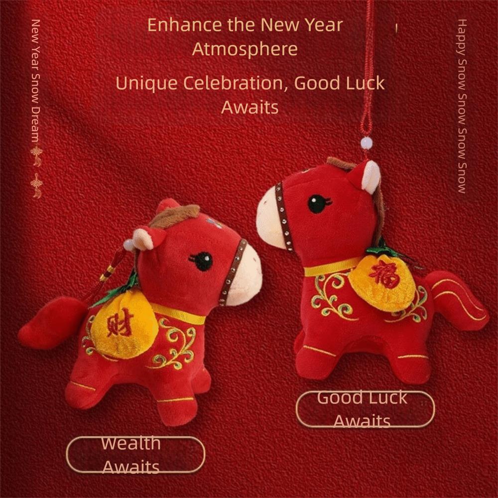 Cartoon Hanging Pony Doll Soft Zodiac Pony Figurine Cute Plush Horse Keychain  New Year Gift