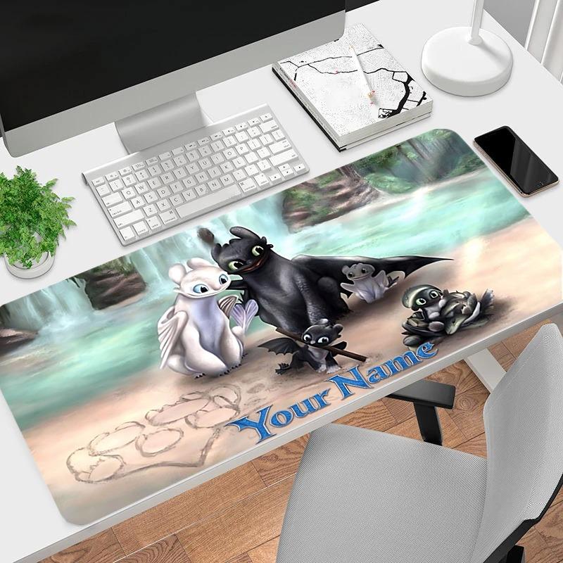 Custom 1Pc Fantasy Dragon Family Personalized Mouse Pad Non Slip Rubber Waterproof Desk Mat Stitched Edge Gaming Office Xmas Gift