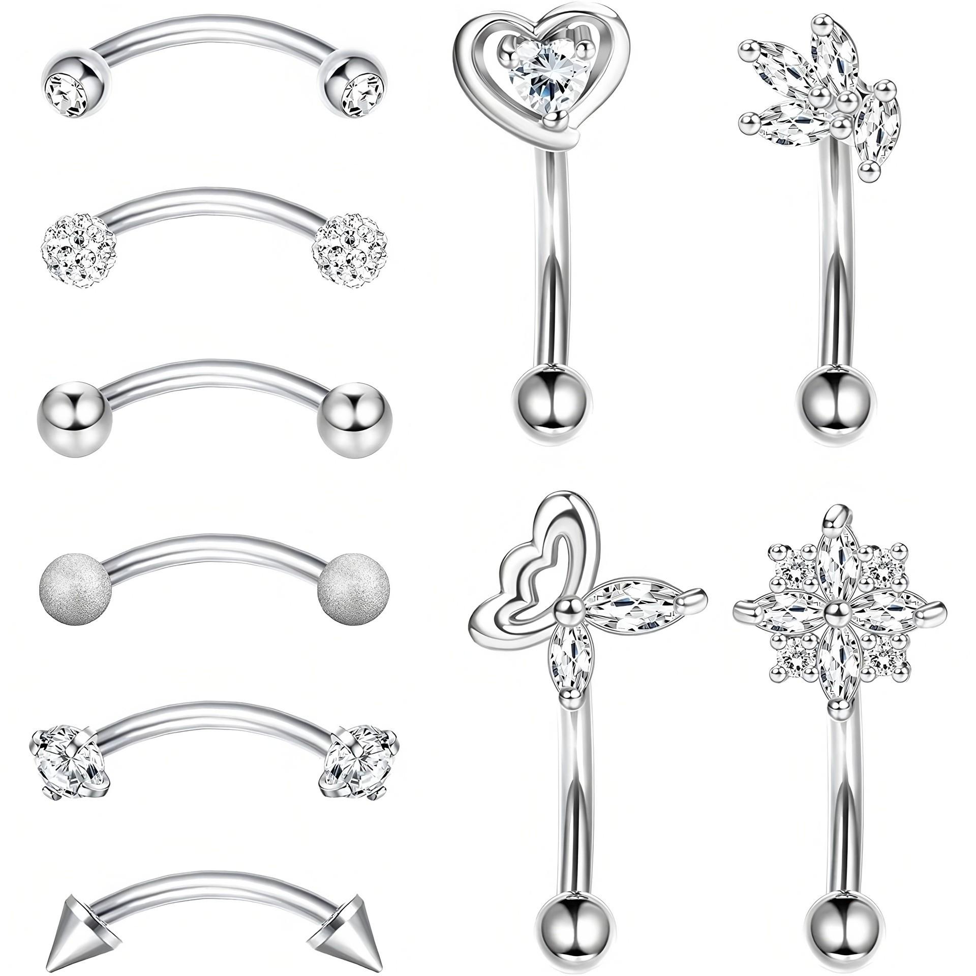 Bent Rod Puncture Jewelry Set Eyebrow Nail Lip Umbilical Ear Nails Multi-Purpose Accessories Combination Wedding Gift white