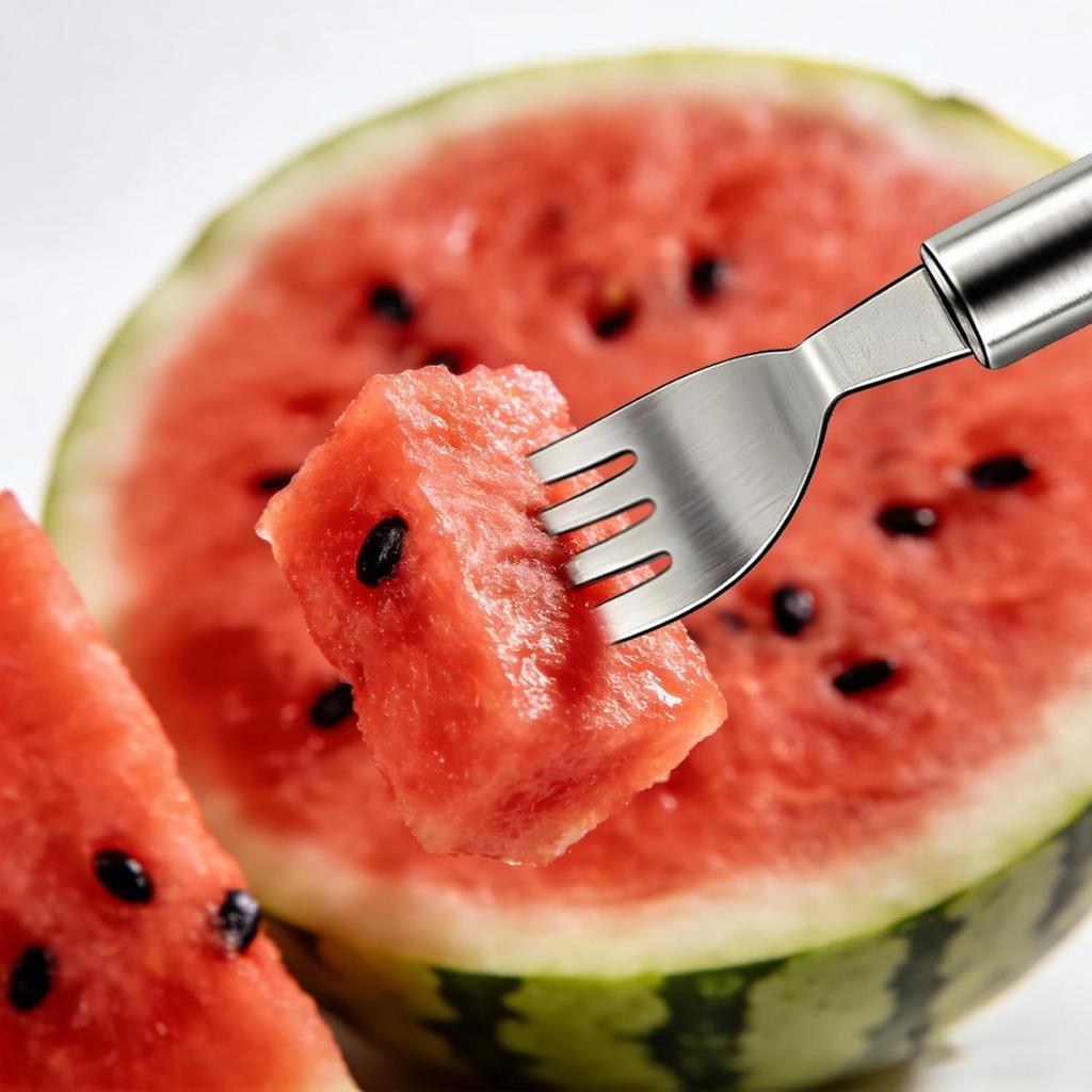 2-in-1 Watermelon Fork, 9.5 Inch Stainless Kitchen Tool 2 PCS
