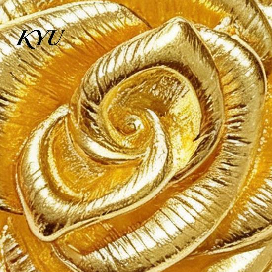 Elegant Floral Badge Vintage Golden Plated Rose Brooch, Metal Flower Lapel Pin for Brooch Women, Relief Suits Dresses Shirts Scarves Romantic Jewelry
