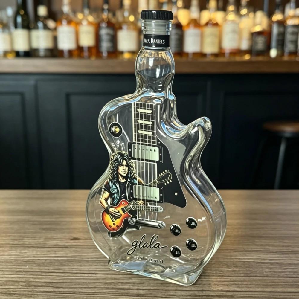 Electric Guitar Shaped Liquor Decanter 375ml High Borosilicate Glass Rock Print Wine Bottle Whiskey Gin Container Bar Display