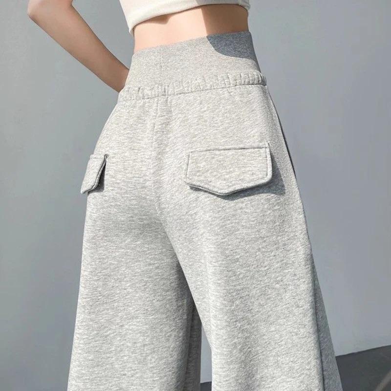 Women Classic High Wast Trousers Girls Loose Fit Wide Leg Casual Pants Chic Korean Sweatpants