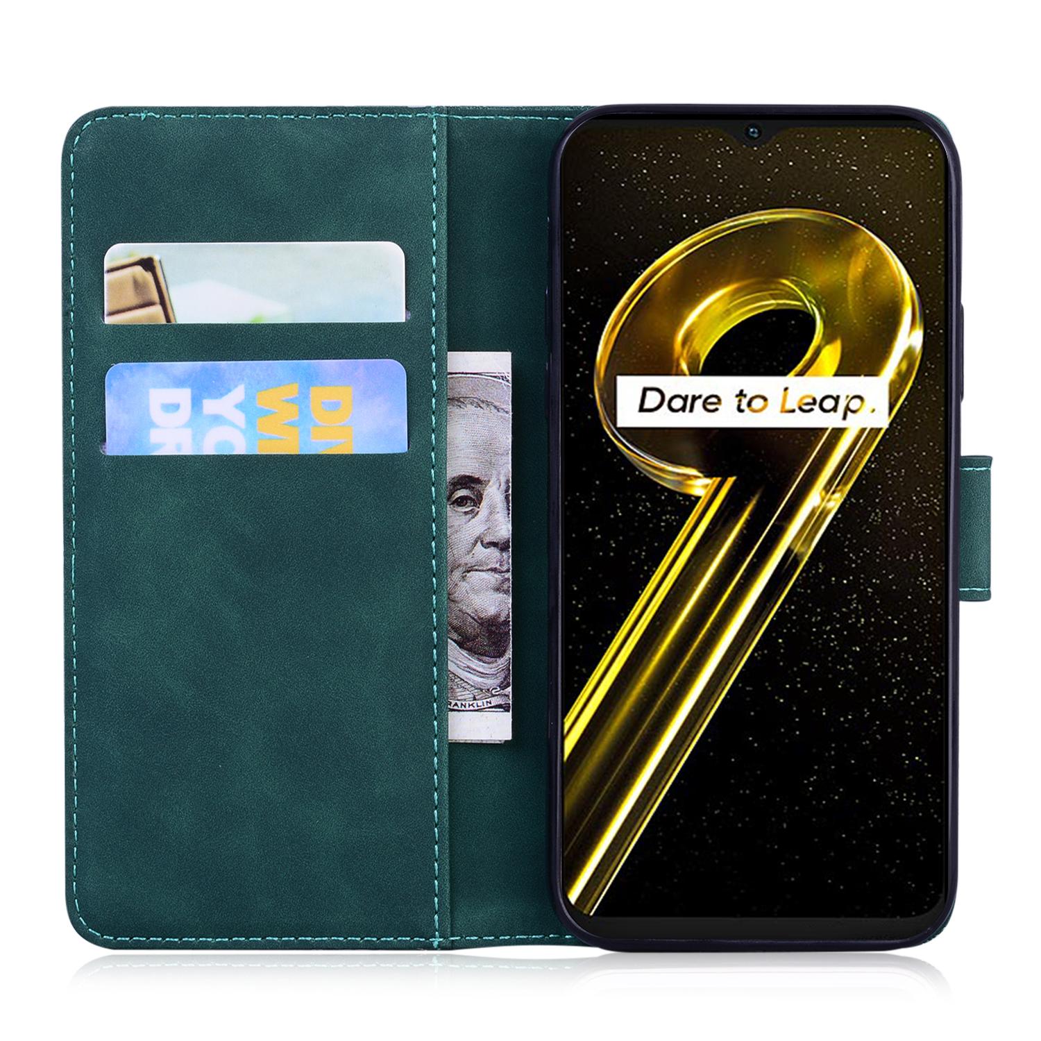 

For Xiaomi Redmi 11A 4G/12C 4G Anti-Fading PU Leather Cover Butterfly Printing Wallet Phone Case Green