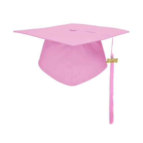 Chapeau de remise de diplôme avec pompons Fermeture élastique Coupe ajustable Carton solide Cérémonie Fête Chapeau de bachelier Décoration de célébration