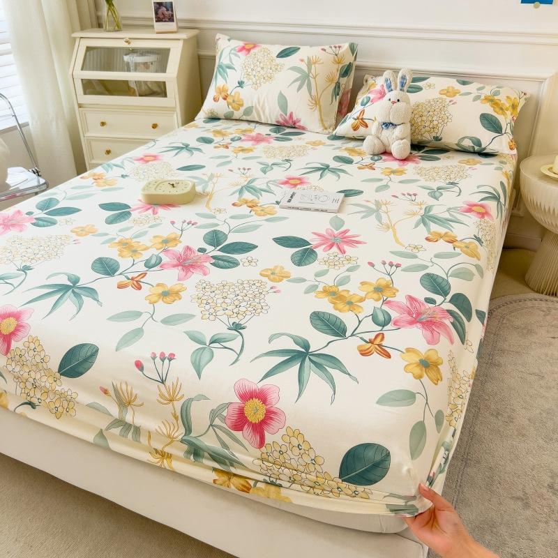 Pure Cotton Bed Sheet Set Cartoon Design Twin Full Size Four Seasons Bedding 100% Cotton Mattress Protector Fresh Style Bed Cover 3 Piece Set
