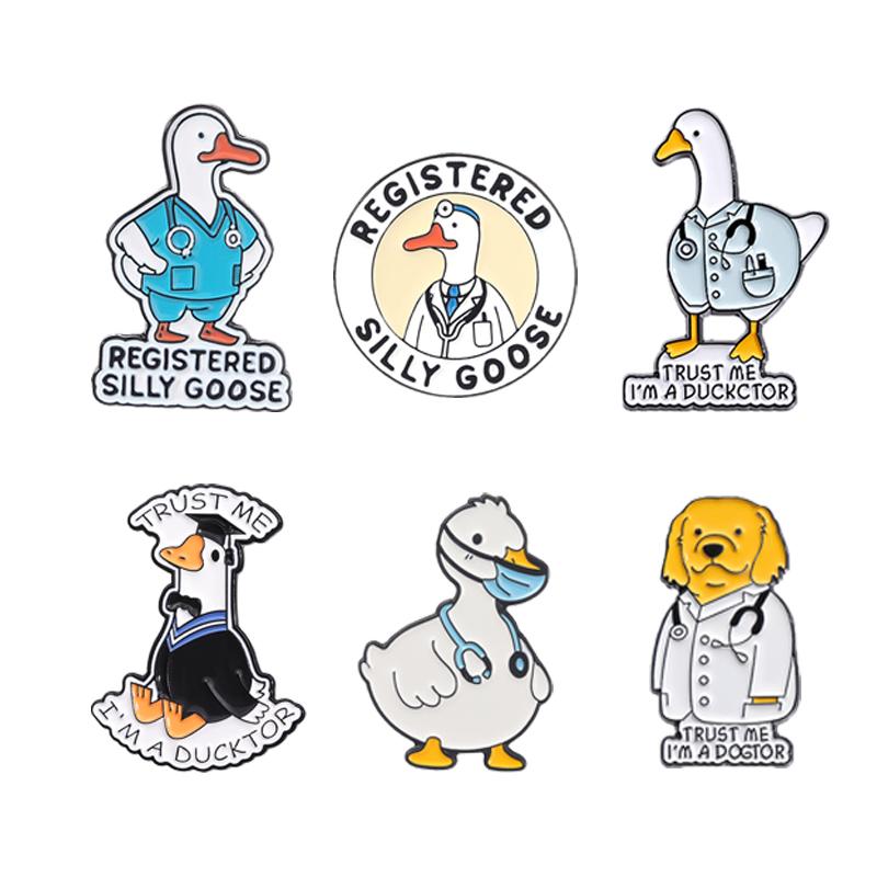 2-6pcs/set Cute Animal Enamel Pins Curious Monkey Golden Retriever Chubby Cat Crow Brooches Lapel Badge Jewelry Gifts For Friend