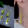 New Bamboo Tassel Earrings with Female Niche Design, Chinese Style Retro Temperament Earrings and Earrings