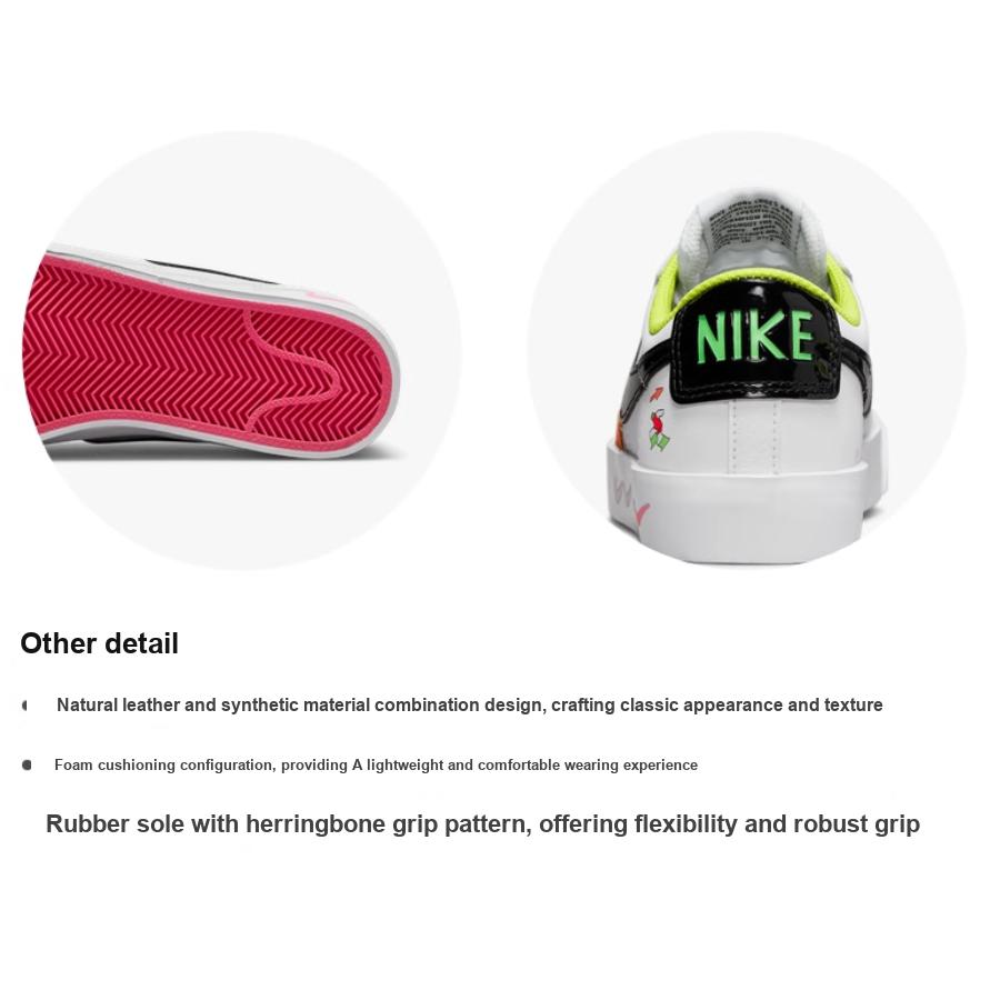 Nike Sneakers Blazer Low 77 GS Bianco Multi Bambini Nero Blu Segnale DV1747-101
