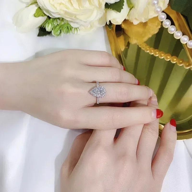 Pear Shaped Silver Color Ring for Women Engagement Wedding Fashion Jewelry Brilliant Cubic Zirconia Rings Accessories Hot