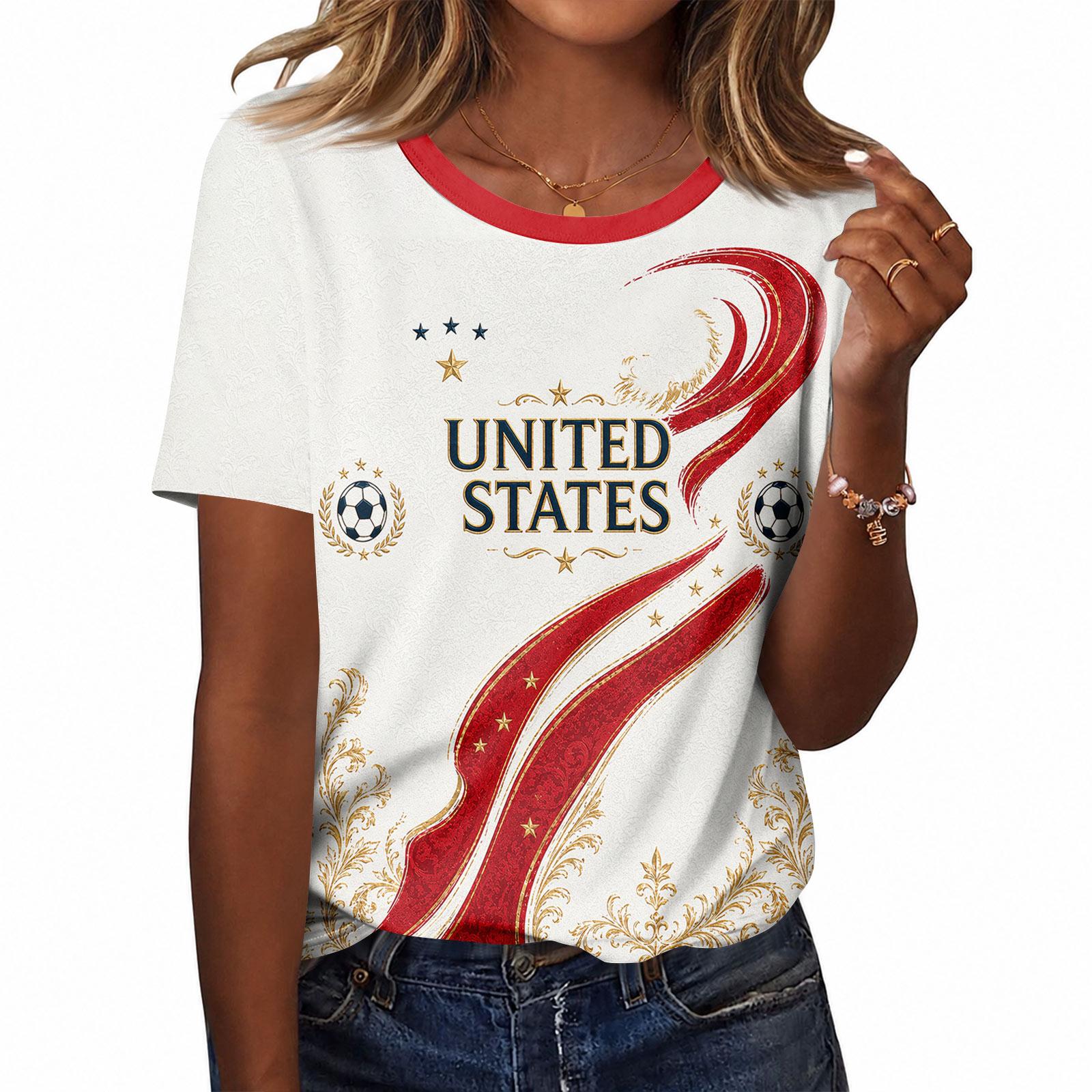 Women s Casual Letter Print V-Neck Short Sleeve T-Shirt L