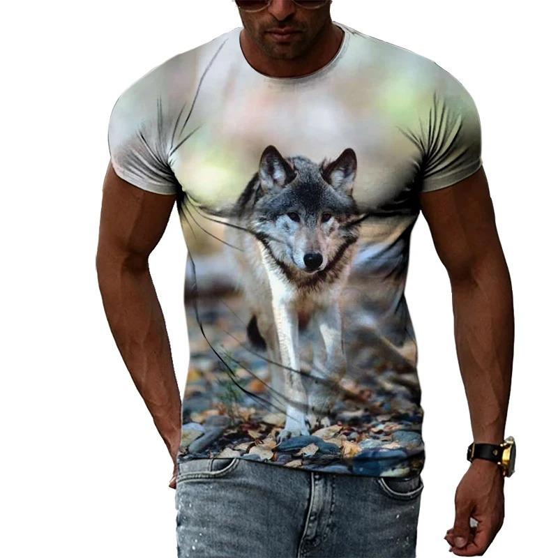 3D Casual Wolf Print T Shirt Men Women Summer Animal Tee Man O Neck Short Sleeve Loose Tops Breathable Couples T Shirts