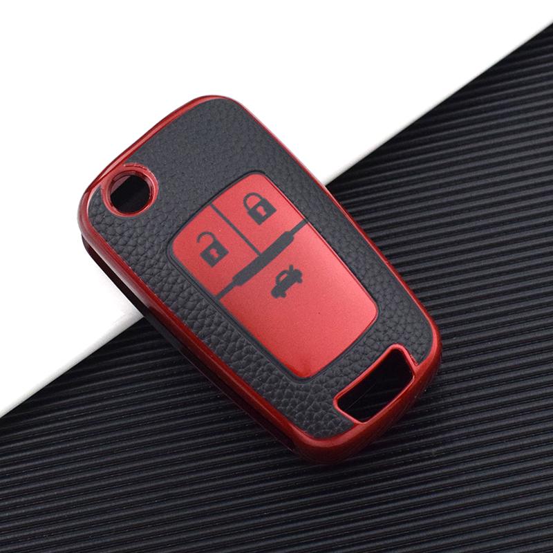 3 кнопки TPU кожаный чехол брелок для Buick для Chevrolet Cruze Aveo Trax Opel Astra Corsa Meriva Zafira Antara J автомобильный пульт дистанционного управления чехол для ключа красный