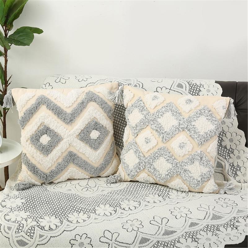 Pillowcase Tufted Throw Pillow Covers Cushion Slipcover for Living Room Bedroom Sofa Couch Home Decoration 45x45cm