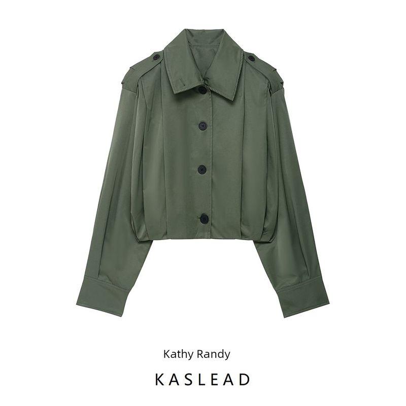 Kaslead New Women Clothes Western Style Fashion Pocket Pleated Strap Decoration Outerwear 8091427 717