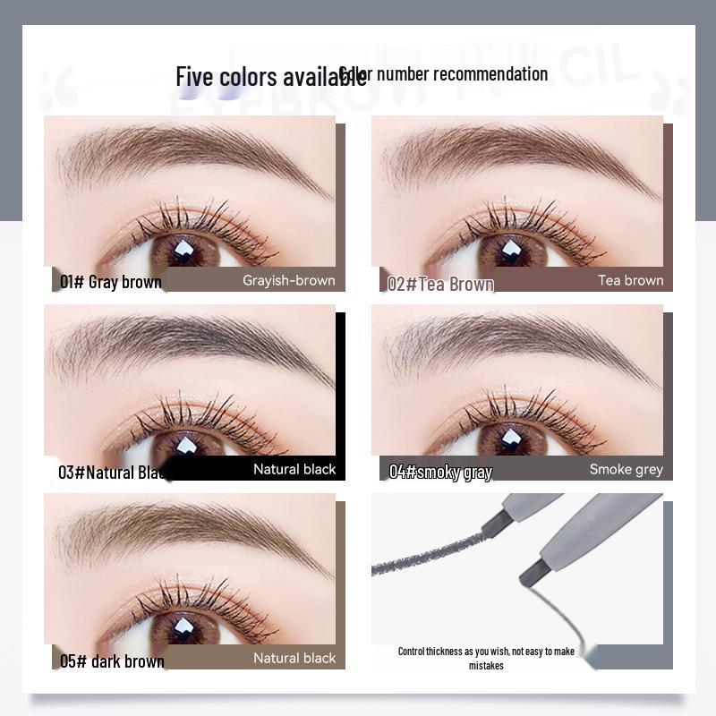 Mingxi Zhi Double-Ended Ultra-Fine Waterproof Eyebrow Pencil - Long-Lasting, Natural, Easy Color, Beginner-Friendly.