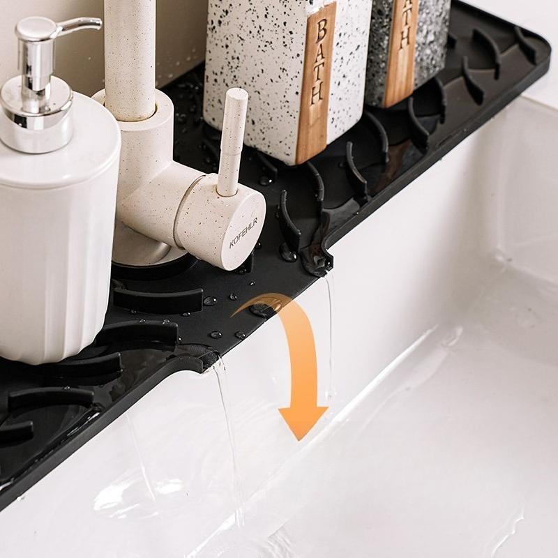 Water-draining Pad, Wavy Suction Cup, Silicone Faucet, Kitchen Sink, Storage Pad, Washbasin Leak-proof