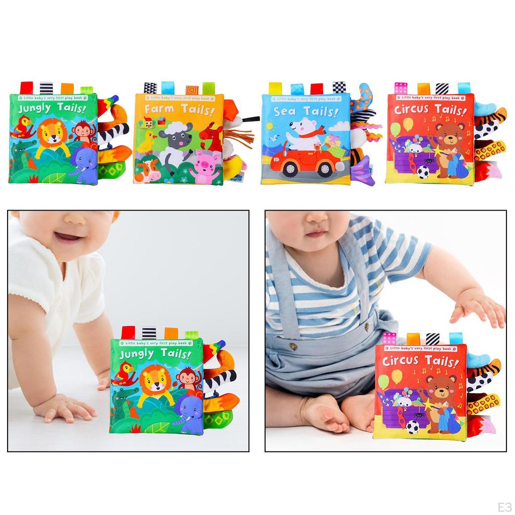 3D Animal Baby Car Toys Crinkle Paper Early Educational Interactive Cloth Book for 6 To 18