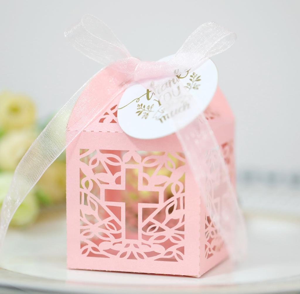 10pcs Crossing Candy Dragee Boxes Angel Gift Box Baby Shower Baptism Birthday First Communion Christening Wedding Decor