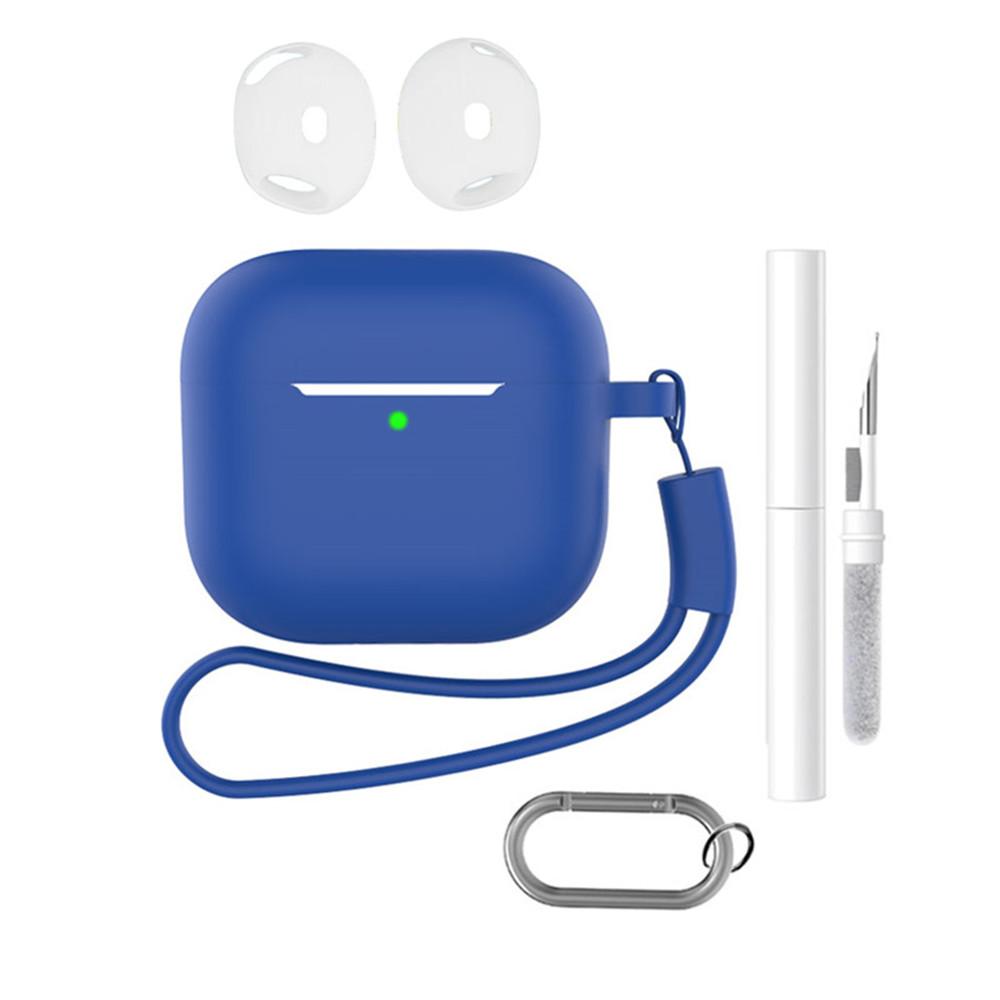 

For AirPods 4 Earphone Silicone Case Set with Anti-Lost Keychain, Strap, Ear Tips, Cleaning Pen C