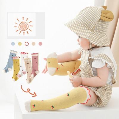 0-3y bebê meninas cereja dos desenhos animados joelho alto longo macio plissado meias criança criança algodão meia para recém-nascidos crianças roupas infantis