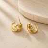 Stainless Steel Mixed Color Geometry Earrings Silver Gold Tone Oval 18K Gold Plated Waterproof Jewelry Women's Creative Earrings