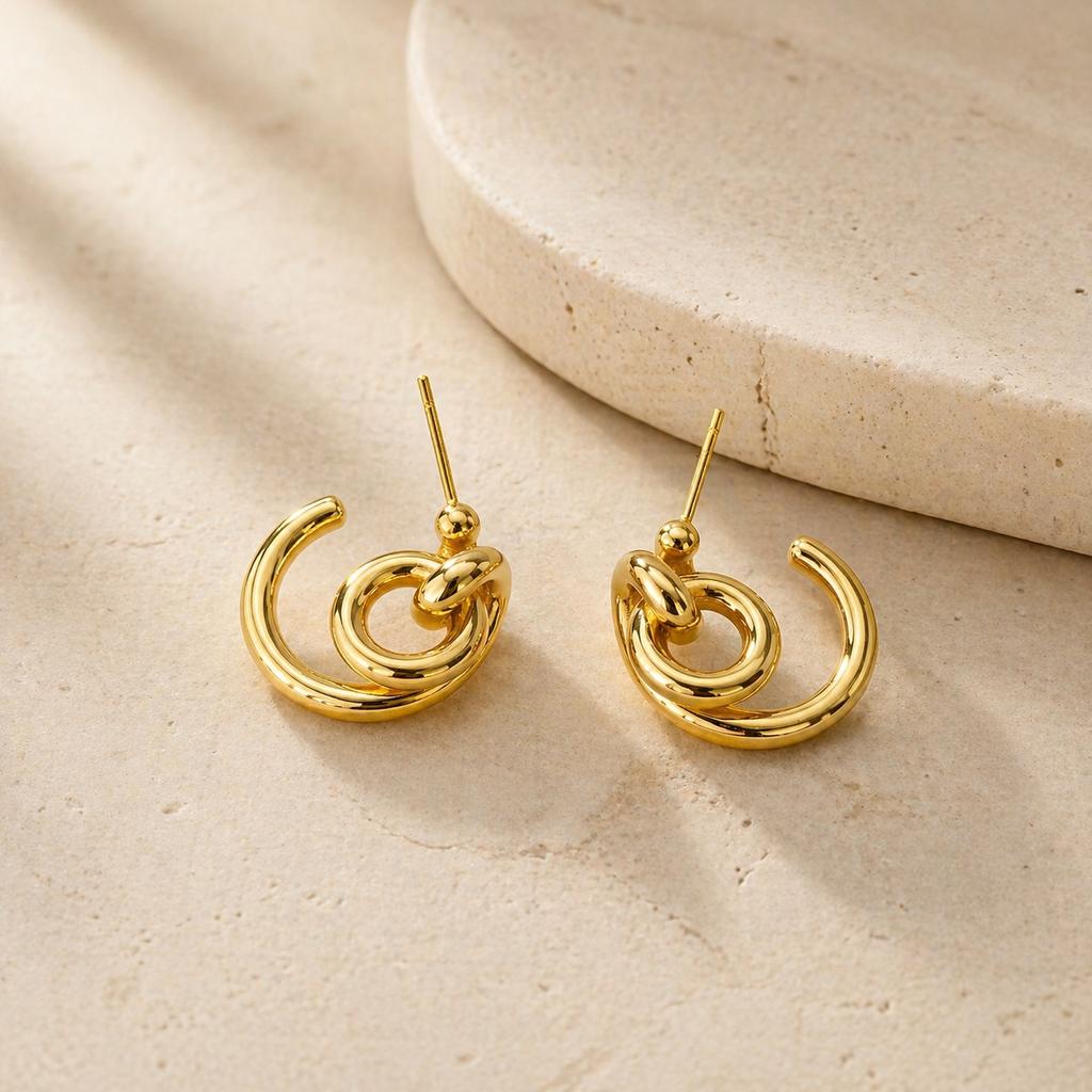 Stainless Steel Mixed Color Geometry Earrings Silver Gold Tone Oval 18K Gold Plated Waterproof Jewelry Women's Creative Earrings