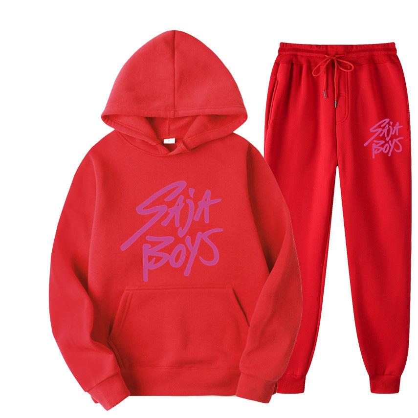 New Saja Boys Sweater Two-piece Men's and Women's Fleece Hoodie Set