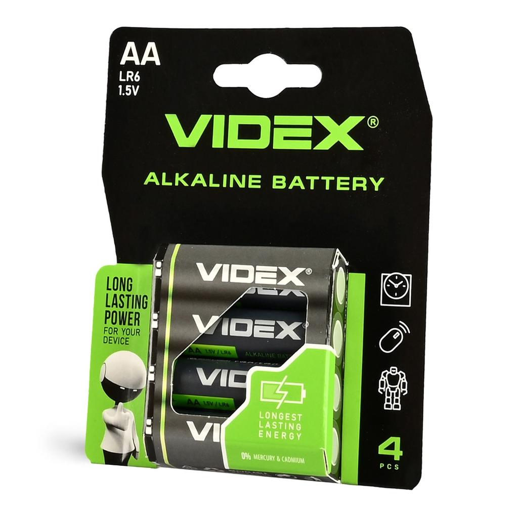 4 Pcs. Strong Alkaline Batteries Videx Aa Lr6 1.5V 2600 Mah Set