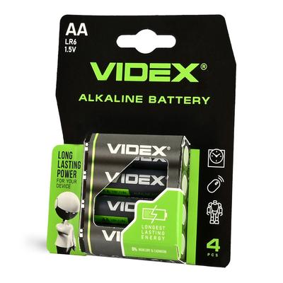 4 Pcs. Strong Alkaline Batteries Videx Aa Lr6 1.5V 2600 Mah Set
