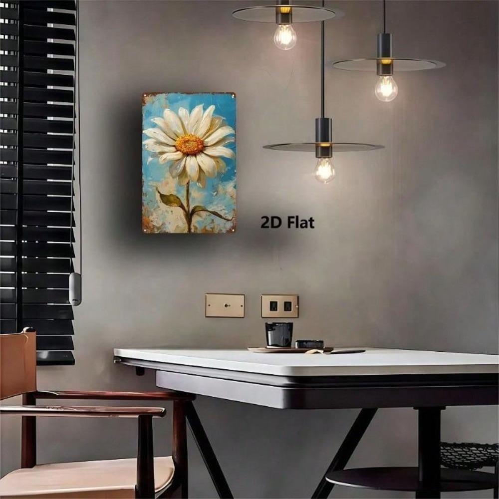 Vintage Metal Flower Sign 20x30cm Rustic Wall Decor for Garden Home