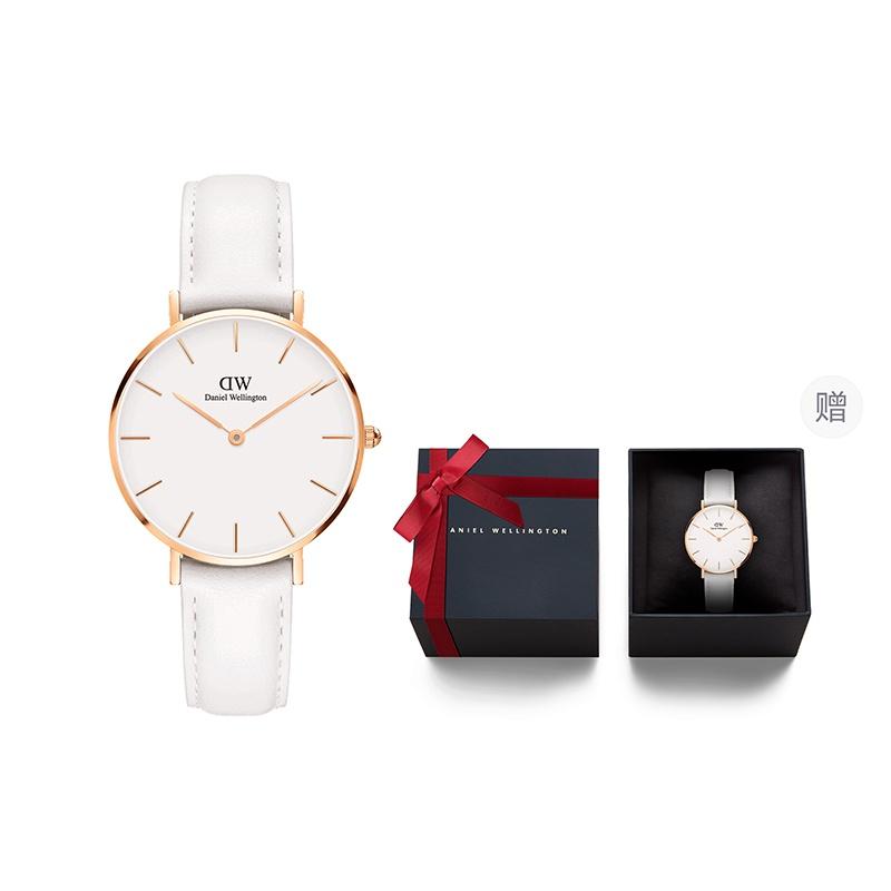 DANIEL WELLINGTON Watch Quartz Movement Leather Strap 32mm White Dial Women's Watch Fashionable and Versatile European and American Watch DW00100189