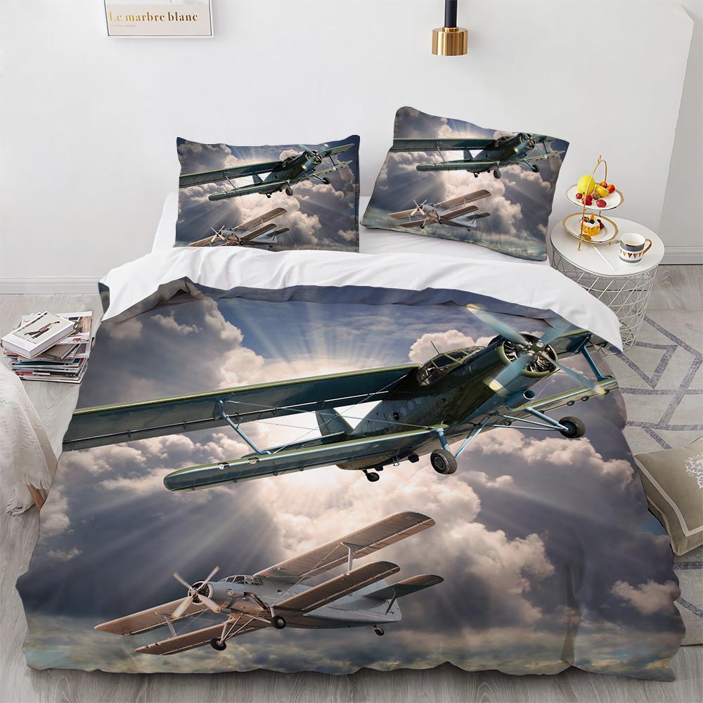 Airplane Bedding Duvet Cover Sets For Kidsboys Print Aeroplane Comforter Cover Birthday Gift Soft Microfiber Bedroom Bed Cover