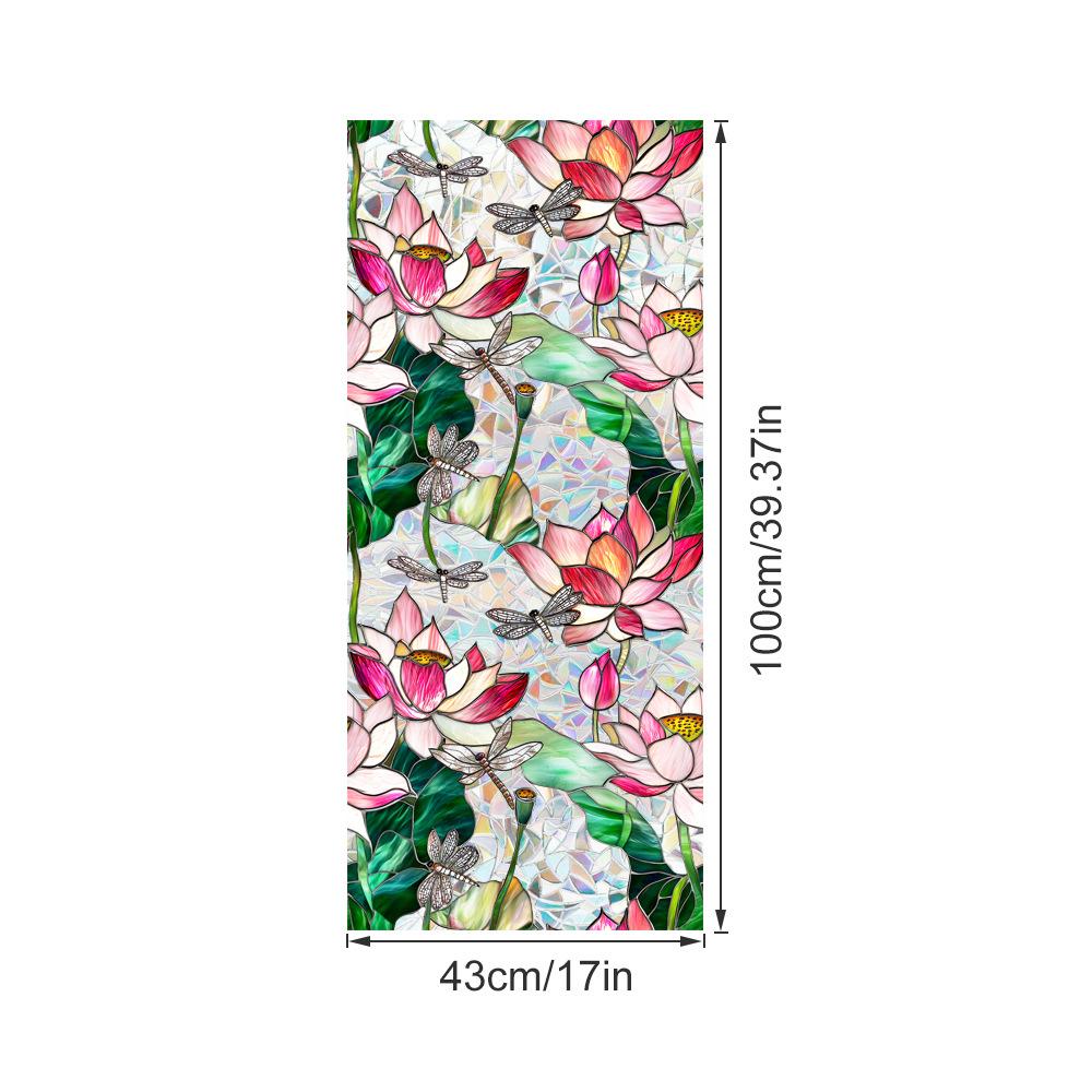 

Lotus Colorful Electrostatic Glass Sticker PVC Glue Free Sun Catcher Colored Window Glass Sticker 43x100cm