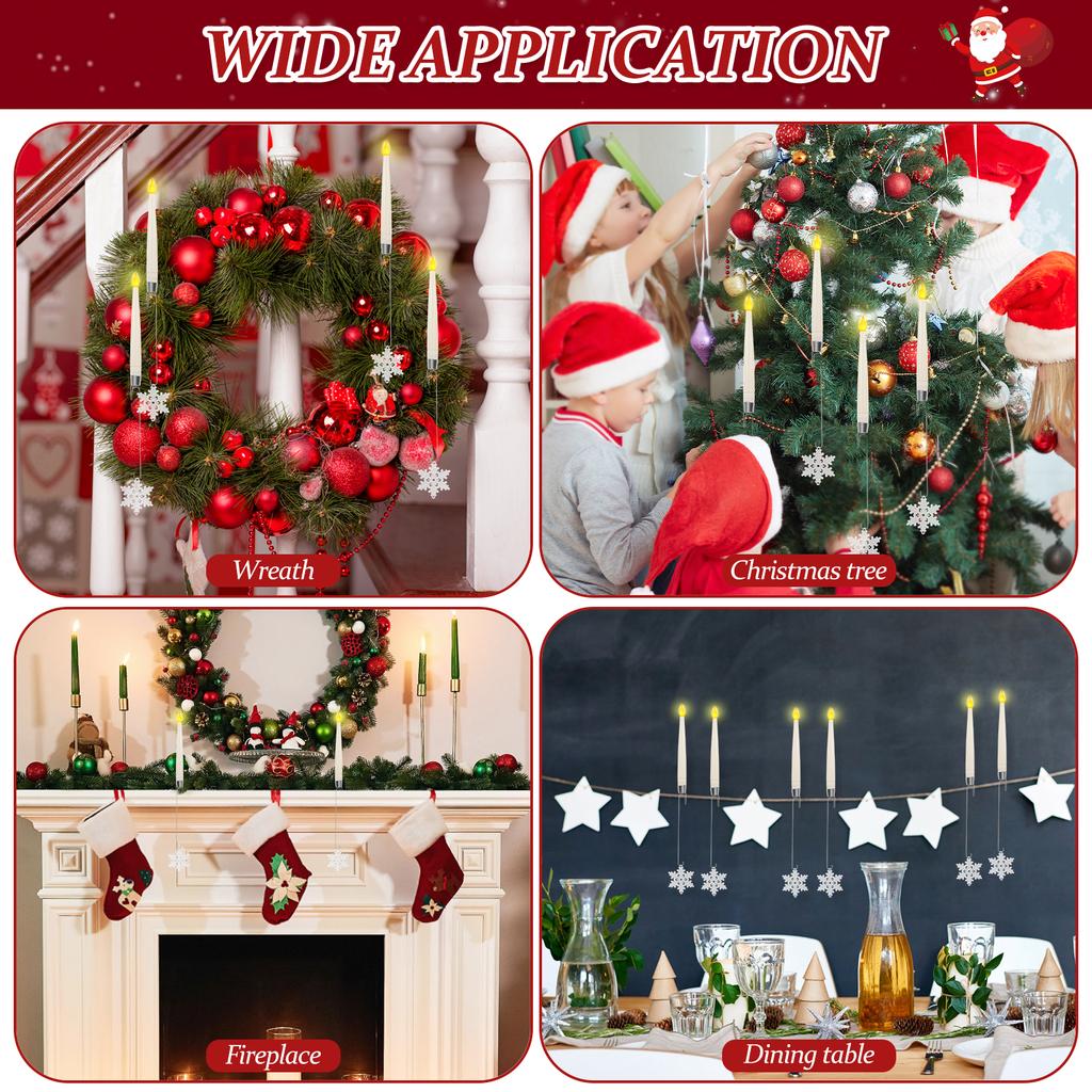 6Pcs LED Flameless Taper Candles Battery Operated Flickering Candles Family Party Holiday Home Christmas Tree Decoration Light