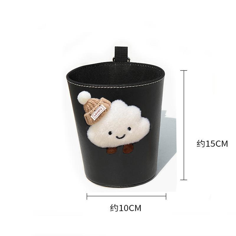 PU Leather Car Trash Bin Can Cute Cartoon Cloud Auto Back Seat Headrest Mini Organizer Rubbish Bag Garbage Air Vent Storage Box