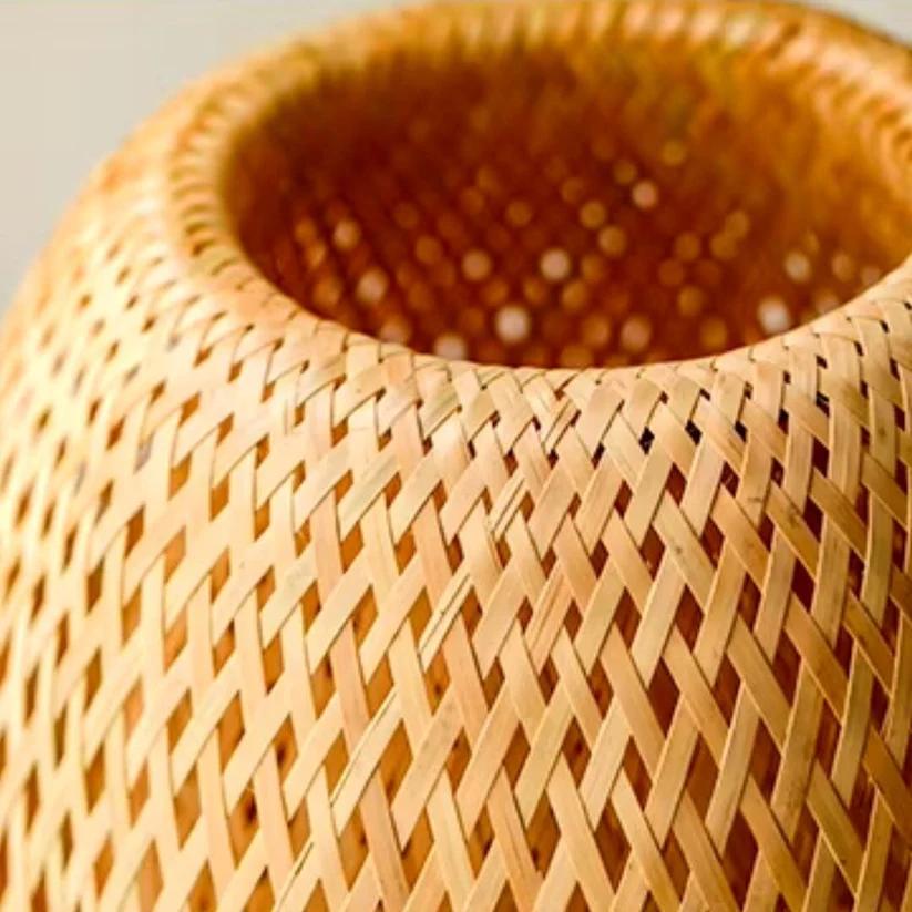 Japanese Wabi-Sabi Style Bamboo Table Lamp Hand Woven E27 Desk Light Simple Creative Design Night Light Bedroom Tea Room Hotel