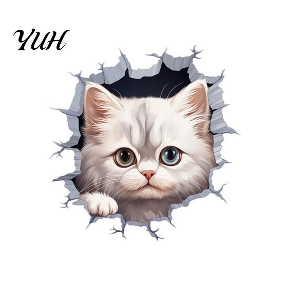 Animal Patterns Sticker Broken Wall Cat Toilet Sticker, Peel And Stick Decor Decals Decal, Removable Waterproof PVC Lid for Bathroom Easy Application