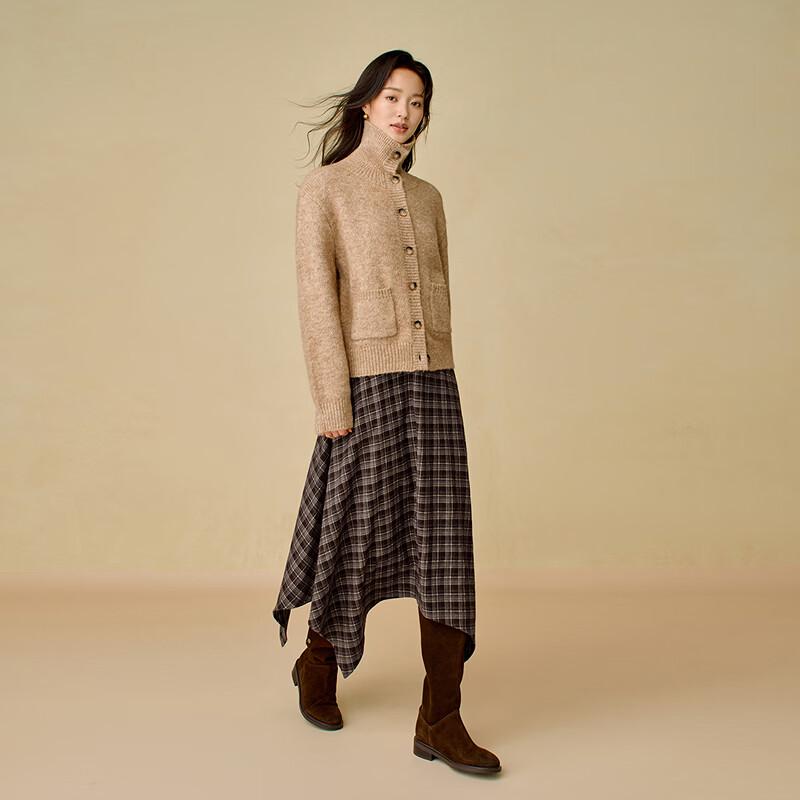 INMAN Plaid Irregular Hem A-Line Skirt