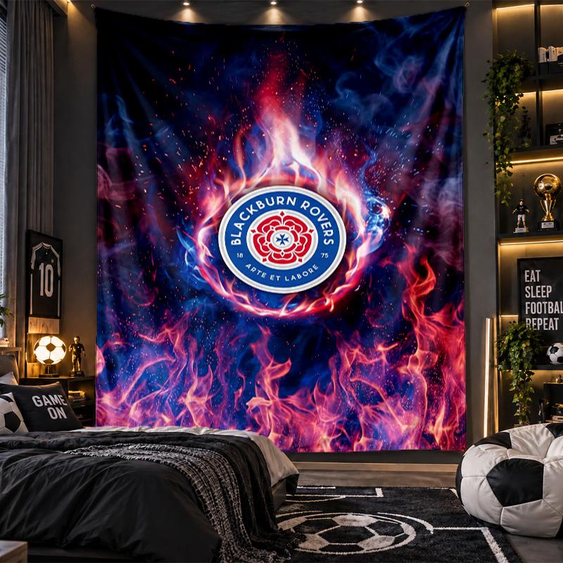 Wall Hanging Tapestry Blackburn Rovers Football Print Cloth for Living Room Bedroom Home Decor