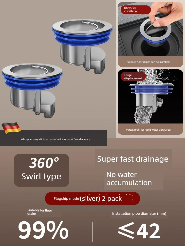 Universal Anti-Odor Device for Bathroom Floor Drains, Mosquito-Proof Drain Pipe Connector with Full Copper Core To Prevent Odor Backflow
