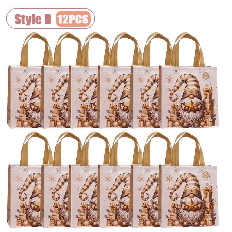 12-36PCS Christmas Tote Bag Gold Waterproof Foldable Large Capacity Shopping Bag Reusable Holiday Gift Bag for Party Supplies