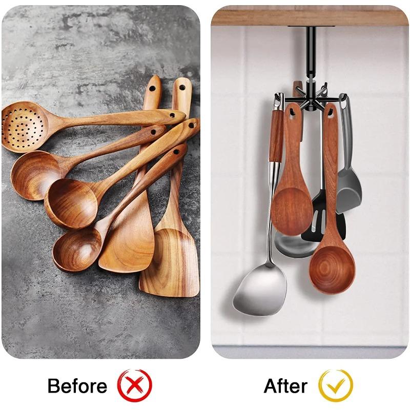 2PCS Upgraded Multi-function Rotatable 6-claw Hook 360 ° Seamless Punch Free Hook Kitchen Storage Hook Self Adhesive Bath Hooks